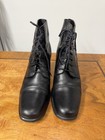 Vtg 90s Women   s 6 5 Black Leather Witchy Victorian Lace-up Edwardian Heels Boots