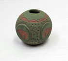 Signed Native American Navajo Pottery Seed Vase Shawn Williams Bear Carving