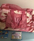 Ganz Webkinz Pink Camo Pet Carrier Code Unsealed W golden Retriever Plush   Code