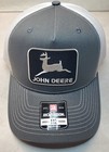 John Deere Black Patch On  Richardson 112 Trucker Hat Snapback Charcoal white