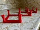 Vintage Mid Century 1960s Red Plastic Expandable Accordion Wall Peg Rack 10 Pegs