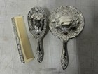 Vintage 3-piece Silver Plated Lacquer Coated Vanity Set W  Mirror  Brush    Comb