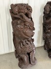 Antique Feng Shui Foo Dogs  Qing Dynasty Temple Newel Post Caps Chinese 
