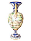 Antique Italian Hand Painted Majolica Double Handled Urn Vase Signed F becheroni