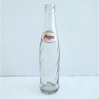 Vintage Pepsi Cola Soda Bottle Clear Swirl Glass Red White Logo Retro Midcentury