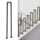U-shaped Stair Handrail Matte Black Industrial Wrought Iron Railing Non-slip