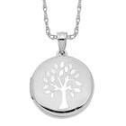 925 Sterling Silver Tree Of Life Round Photo Locket Necklace