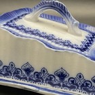 Trenwood Victorian Delft Blue Porcelain Cheese butter Keeper dish C1900s England