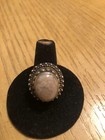 Antique Hand Made Sterling Silver  Ring Grey Malachite Size 8 1 2