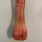 Rare Orange red Bubbles Clear Very Tall Glass Bottle Vase Decanter W  Cork 13   
