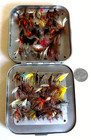 Vintage Aluminum  Fly Fishing Holder case With Over 70 Flies