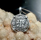 Genuine 14th Century Christian Cross Crusader Coin In Sterling Silver Pendant
