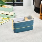 30 Ounce Bento Box 1 Stackable 3 Compartment Lunch Container-with Fork And Knife