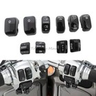 L r Hand Control Switch Button Caps Black For Harley Street Electra Glide 96-13