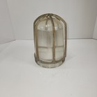 Vtg Nautical Industrial Light Globe Glass Metal Cage Crouse Hinds Pyrex 
