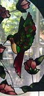 Vintage Framed Stained Glass Hummingbird With Flowers  19 3 4   x 15 3 4   