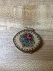 Vintage Delicate Pill Box W tiny Petite Point Rose On Hinged Lid Made In Austria