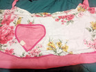 Vintage 1950s-60 s 100  Cotton Pink Floral Half Apron With Pockets