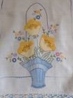 18 5 high Drawstring Bag W pocket From Vtg  hand Applique Floral Basket  New