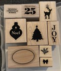 New Stampin  Up  Joyous Celebrations Rubber Stamp Set  Tree  Bow  Reindeer  Joy