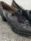 Antique Victorian Edwardian Women   s Black Leather Lace-up Shoes Display Only