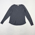 Lucky Brand Womens Charcoal Gray Waffle Knit V-neck Thermal Top 119751 Xs