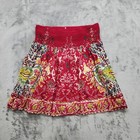Lucky Brand Skirt Womens M Red Printed Pull-on Smocked Waist Cotton Mini Boho