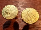 1911 American Gold Indian Head  2 5 Quarter Eagle Unique Coin Cufflinks   Box 