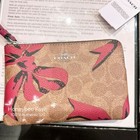 Nwt Coach Corner Zip Wristlet In Signature Canvas With Bow Print Cz440 cz441