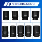 9 Pcs Impact Sockets Set 1  Drive 6-point Jumbo Standard Universal Metric Socket