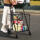 Topbuy Folding Shopping Cart Jumbo Double Basket Grocery Cart W  Wheels
