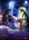 Mantis Alien Abduction Aceo Giclee Print   Adult Sci-fi Art   Ufo Bedroom Beam