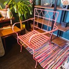 Vintage Mid-century Mcm Style Pink Wrought Iron Folding Chairs   Outdoor