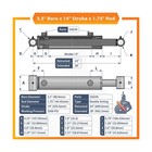 3 5x14 Hydraulic Cylinder - Double Acting Welded Cross Tube Hydraulic Cylinde   