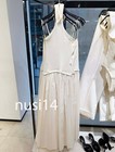 Zara New Woman Midi Combination Halter Dress Open-back Ecru S-xl 4174 202 712