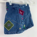 Vintage Y2k 2000 Gap Embroidered Butterflies Floral Denim Skirt Size 3