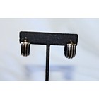 Vintage Style Milor Italy Onyx 14k Gold Black Banded Hoop Earrings  5 4g Nos