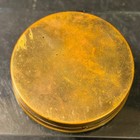 Vintage Art Deco Brass Powder Compact Geometric Etched Sunburst Design Mirror