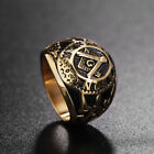 Vintage Gold Masonic Signet Ring Stainless Steel Men s Retro Freemason Band Ring