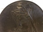 Antique Signed Chinese Or Japanese Bronze Round Plaque W  Guanyin   Buddha