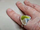 Vintage Sterling Silver And Enamel Modernist Ring     4082