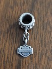 Harley-davidson Logo Dangle Charm Bead   925 Sterling Silver