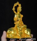 4 8 old Tibet Buddhism Bronze Gilt Wenshu Manjushri Samantabhadra Buddha Statue