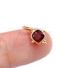 Tiny Gold Charm Solid 9k Gold Pendant Handmade Garnet Gold Charm Gift For Her