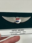 1970s United Airlines Flight Attendant Wing Pin Enamel Shield Pinback Badge