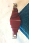 Vintage Sterling Bangle Taxco Mexico Red Jasper Silver 925 Bracelet