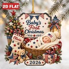 Personalized Baby s First Christmas Ornament 2d Flat Baby Newborn Xmas Keepsake