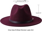 Men Women Classic Felt Fedora Wide Brim Hat With Belt Buckle