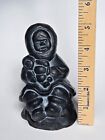 Vintage Inuit Eskimo Soapstone Carving Figure Sculpture Mother Baby 5  Tall