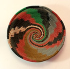 African Zulu Telephone Wire Woven Bowl Basket Spiral Multicolored 5 5 Inch Round